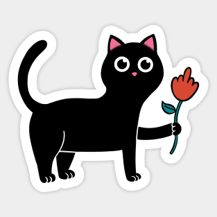 Cat and Flower Sticker